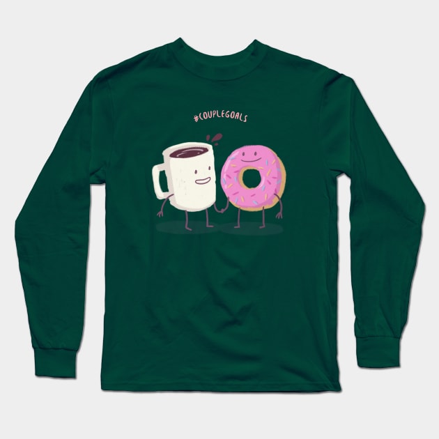 Coffee and Donut - Hashtag Couple Goals Long Sleeve T-Shirt by i2studio